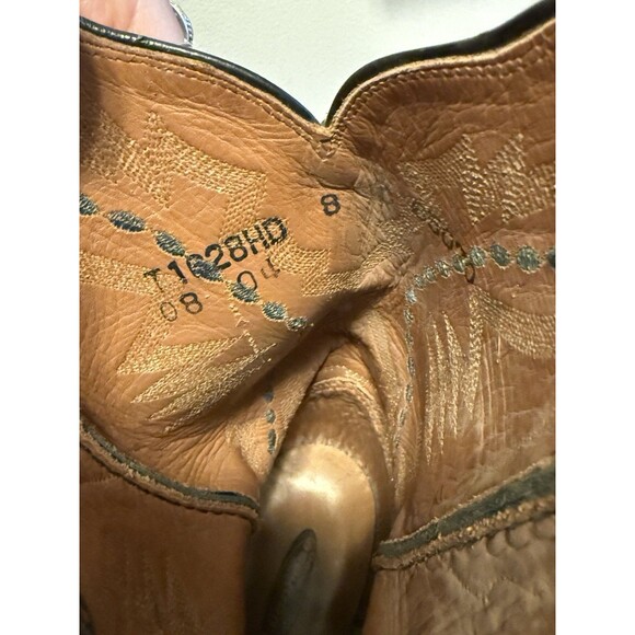 LUCCHESE OSTRICH EXOTIC CREPE SOLE ROPER BLUE BLACK COWGIRL COWBOY WESTERN BOOTS - Picture 7 of 9